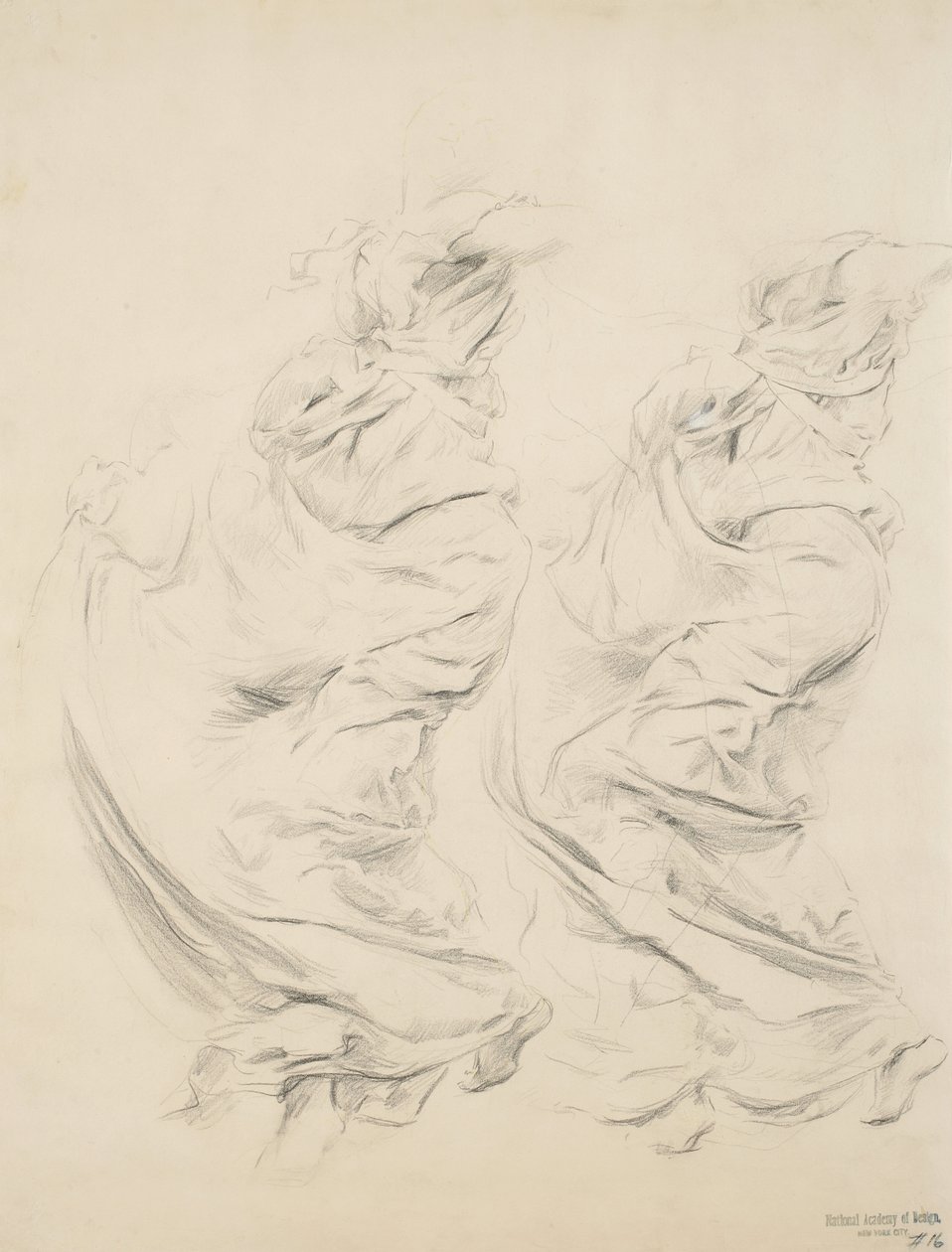 Náčrt drapérie možná pro nástěnnou malbu Moods to Music, 1893-95 (grafit a žlutá tužka na tkaném papíře) od Robert Frederick Blum