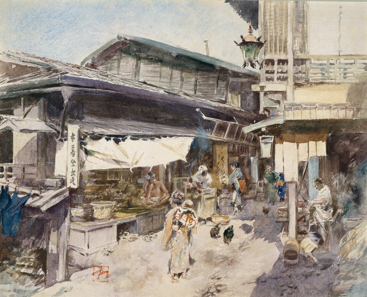 Pouliční scéna v Ikao, Japonsko. od Robert Frederick Blum
