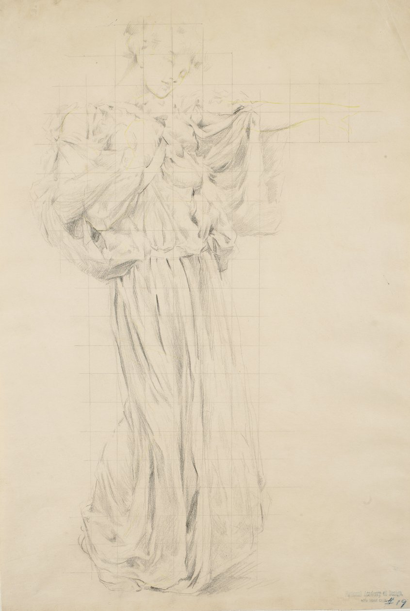 Study for Moods to Music, 1893-95 (grafit se žlutou tužkou na tkaném papíře) od Robert Frederick Blum