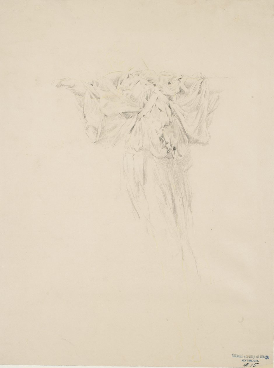 Studie drapérie pro nástěnnou malbu Nálady k hudbě, 1893-95 (grafit se žlutou tužkou na tkaném papíře) od Robert Frederick Blum