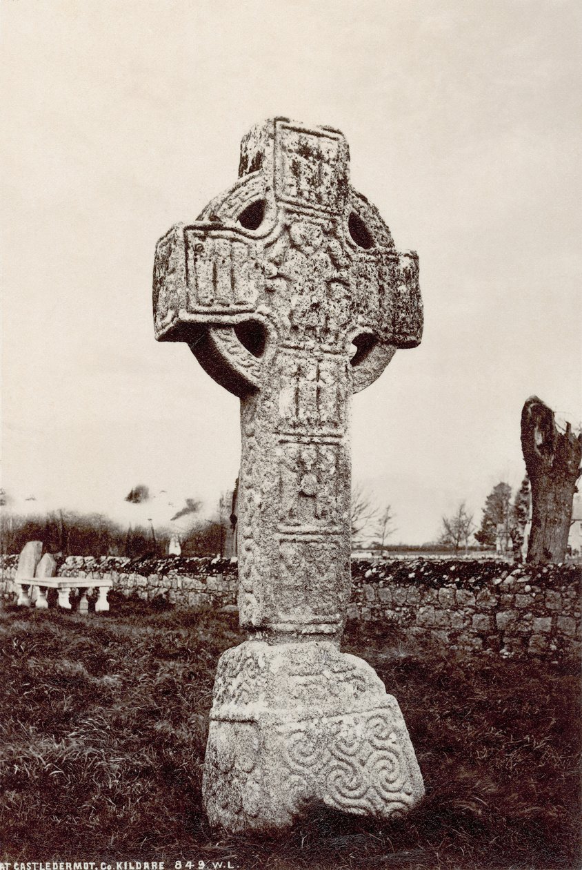 Severní vysoký kříž v Castledermot, Co. Kildare, Irsko (sépiová fotografie) od Robert French