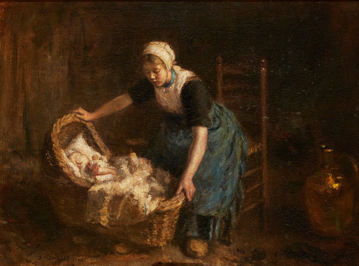 Spi, dítě, spánek (olej na plátně) od Robert Gemmell Hutchison