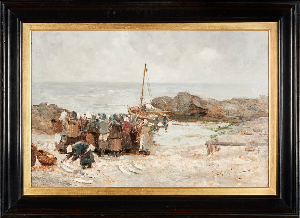The Fishermen Return (olej na plátně) od Robert Gemmell Hutchison