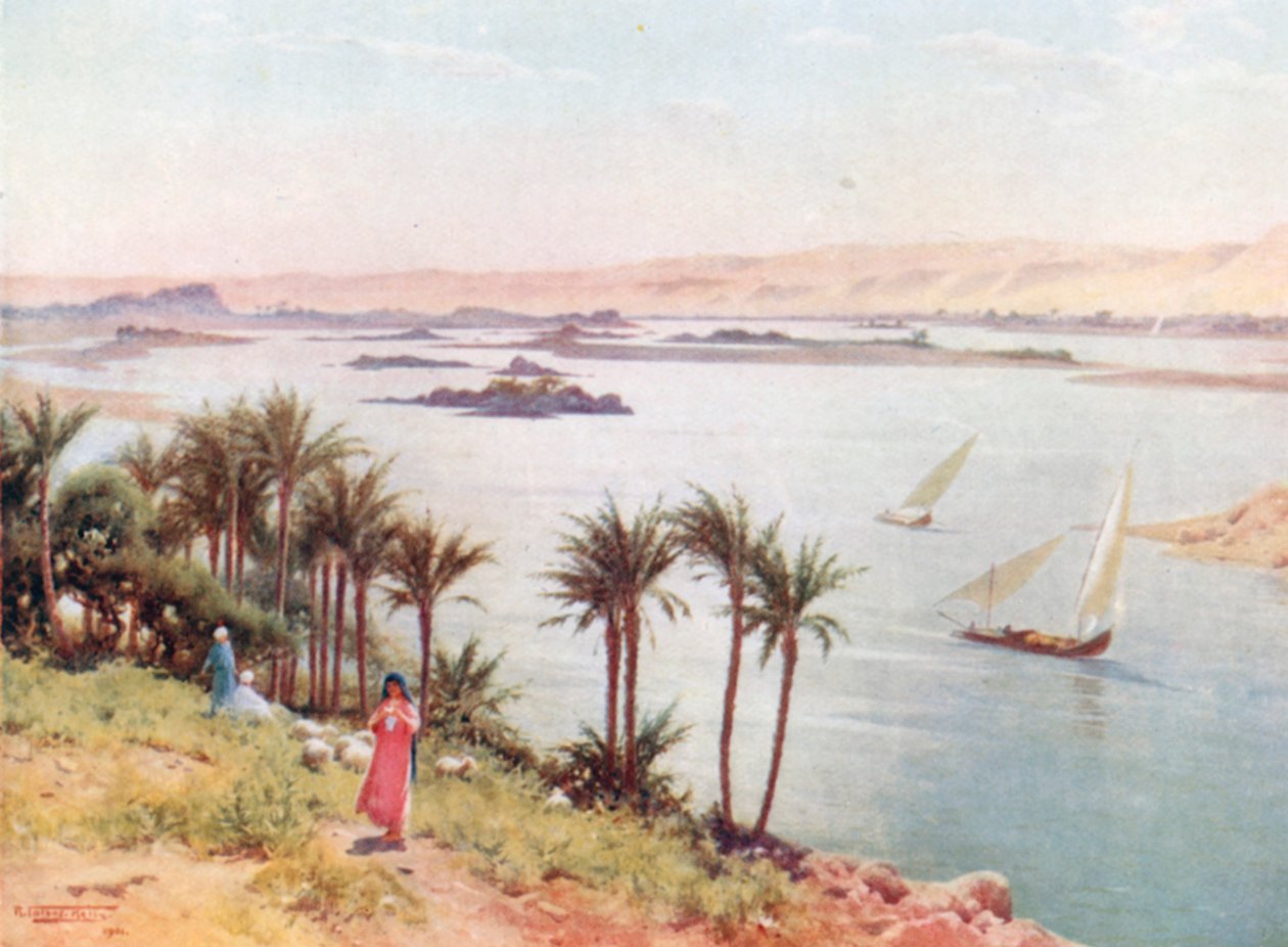 První katarakt z ostrova Elephantine (barevná litografie) od Robert George Talbot Kelly