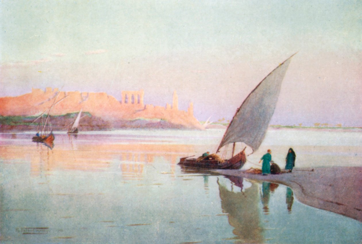 Kom Ombos (barevná litografie) od Robert George Talbot Kelly