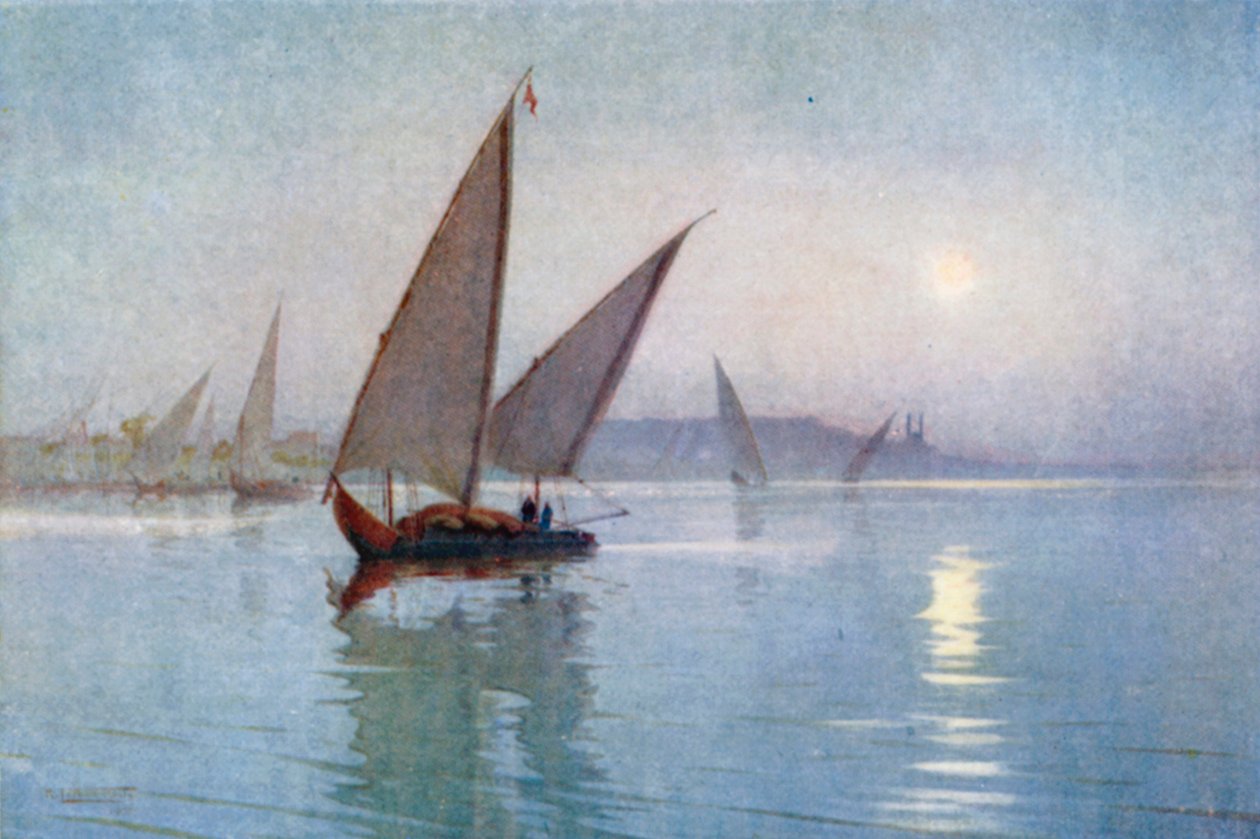 Měsíční svit na Nilu pod Káhirou (barevná litografie) od Robert George Talbot Kelly