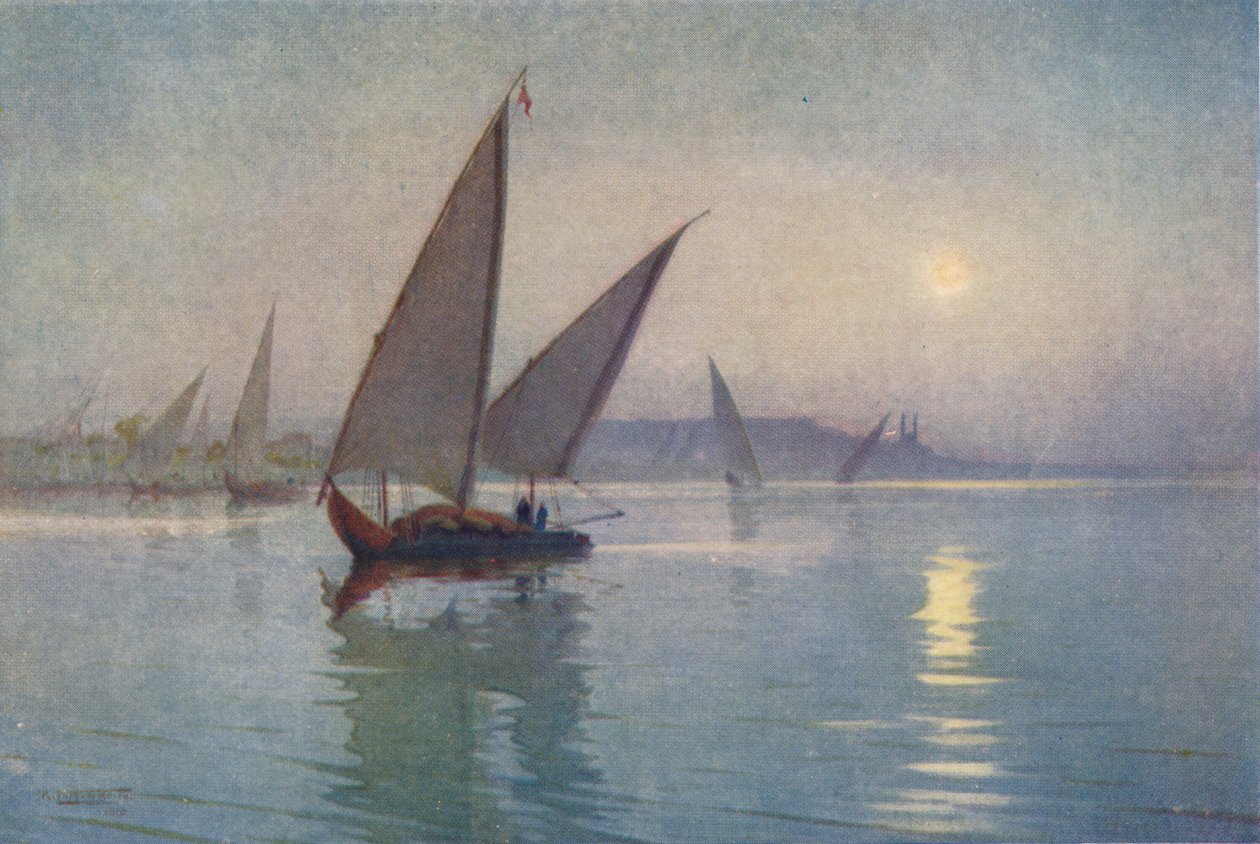 Měsíční svit na Nilu, poblíž Káhiry, c1880, 1904 od Robert George Talbot Kelly