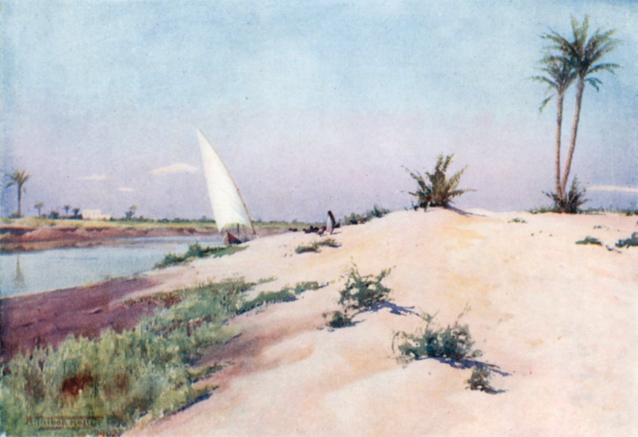 Na Ismailském kanálu, poblíž Tel-el-Kebíru (barevná litografie) od Robert George Talbot Kelly