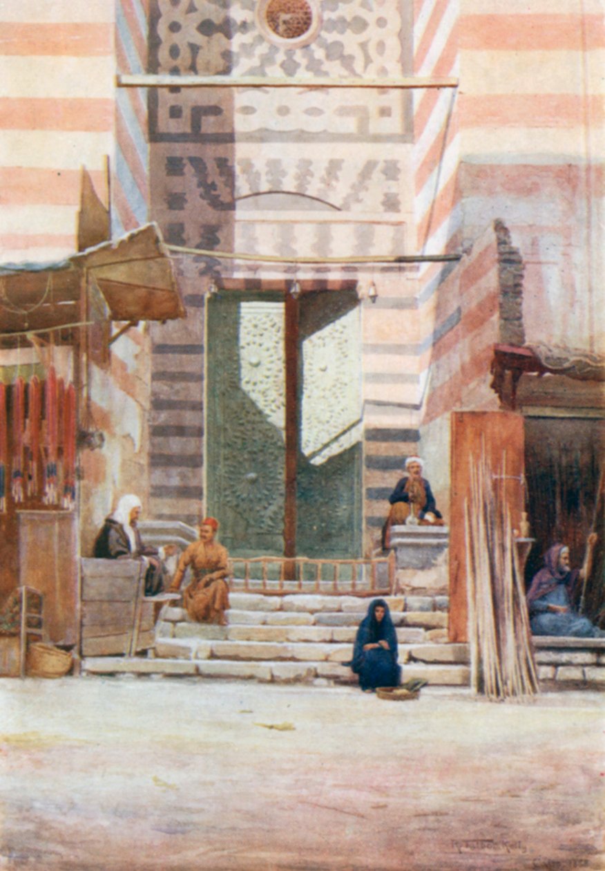 Bronzové dveře El-Maristánu El-Kelaun (barevná litografie) od Robert George Talbot Kelly
