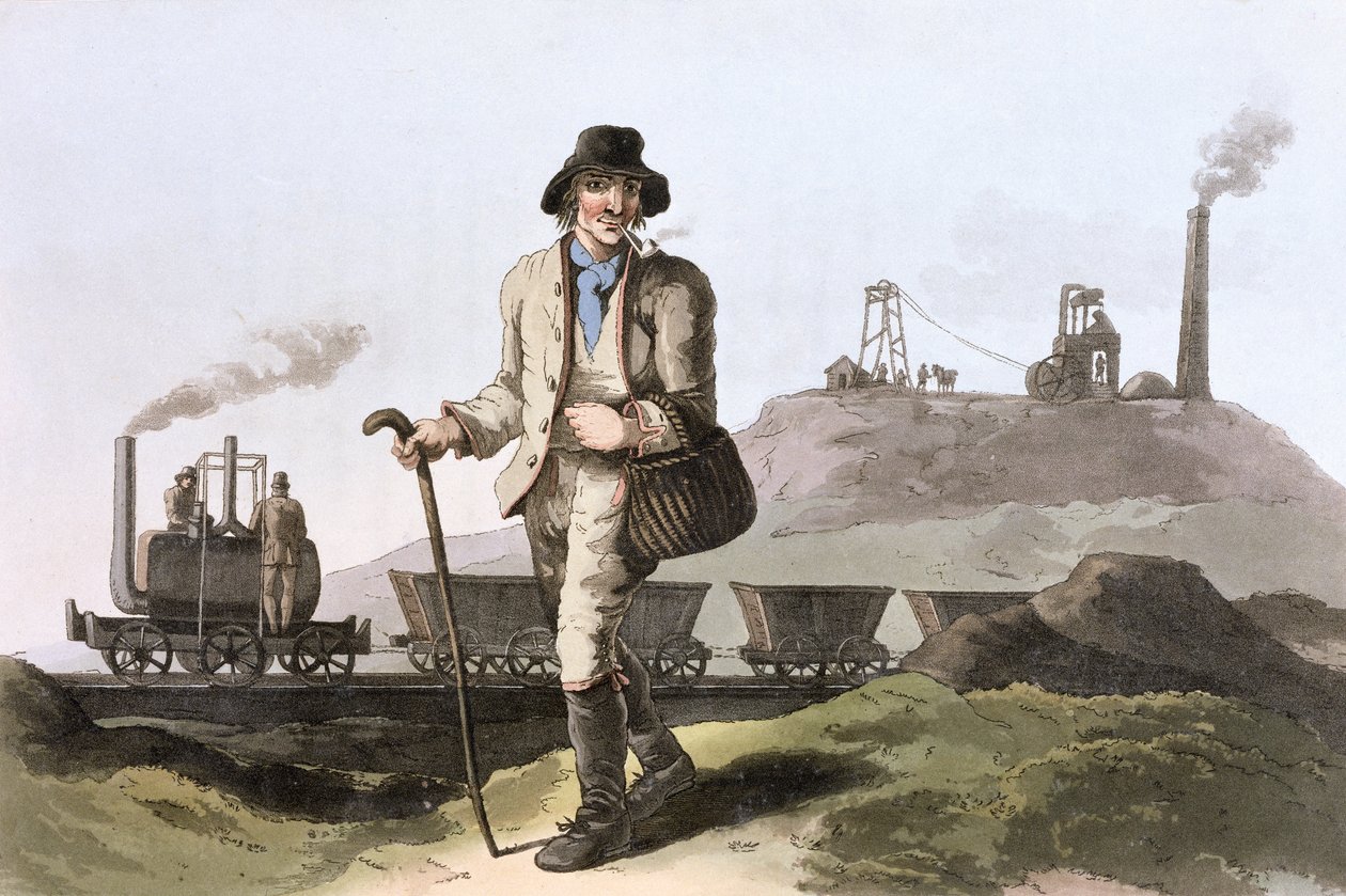 Parní lokomotiva Blenkinsop v dolu Middleton poblíž Leedsu, West Yorkshire, 1814 od Robert Havell