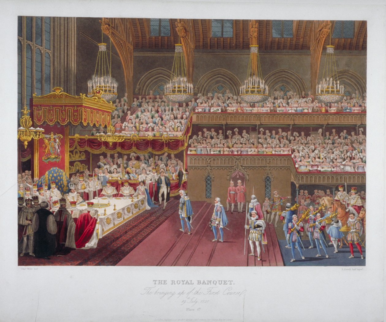 Korunovační hostina krále Jiřího IV., Westminster Hall, Londýn, 1821 1824. od Robert Havell
