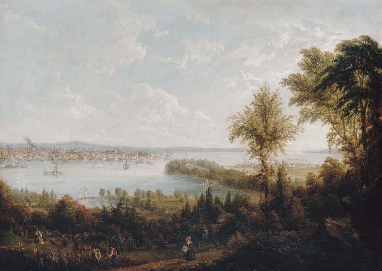 Pohled na záliv a město New York z Weehawken, 1840. od Robert Havell