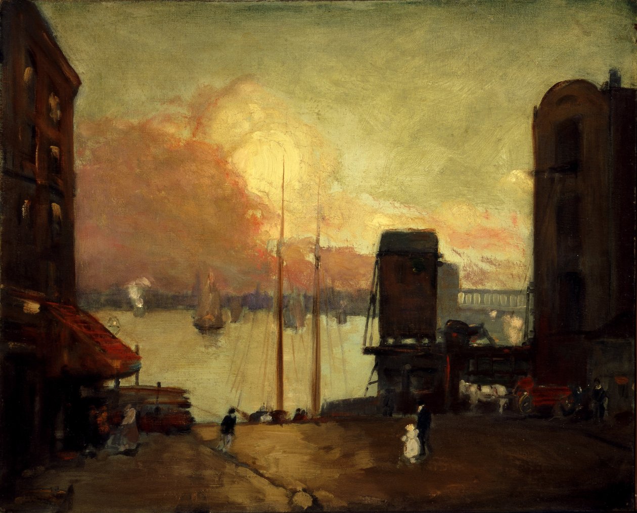 Oblaka Cumulus, East River od Robert Henri