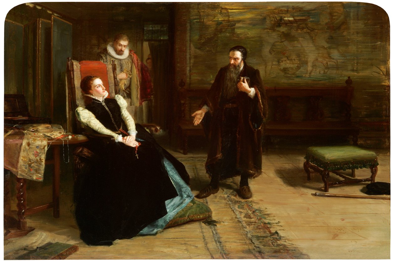 Konference mezi skotskou královnou Marie a Johnem Knoxem v paláci Holyrood od Robert Herdman
