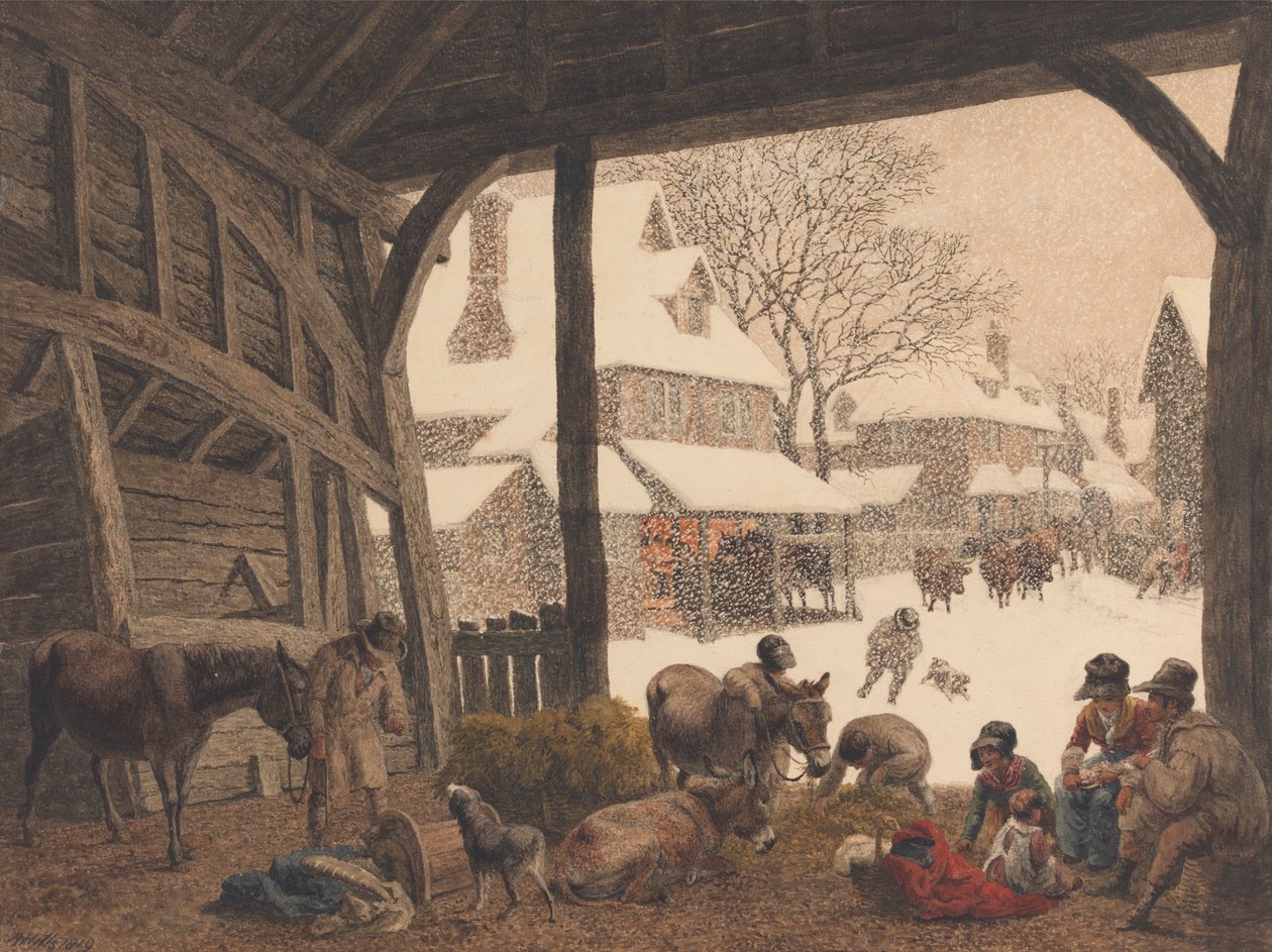Vesnická sněhová scéna od Robert Hills