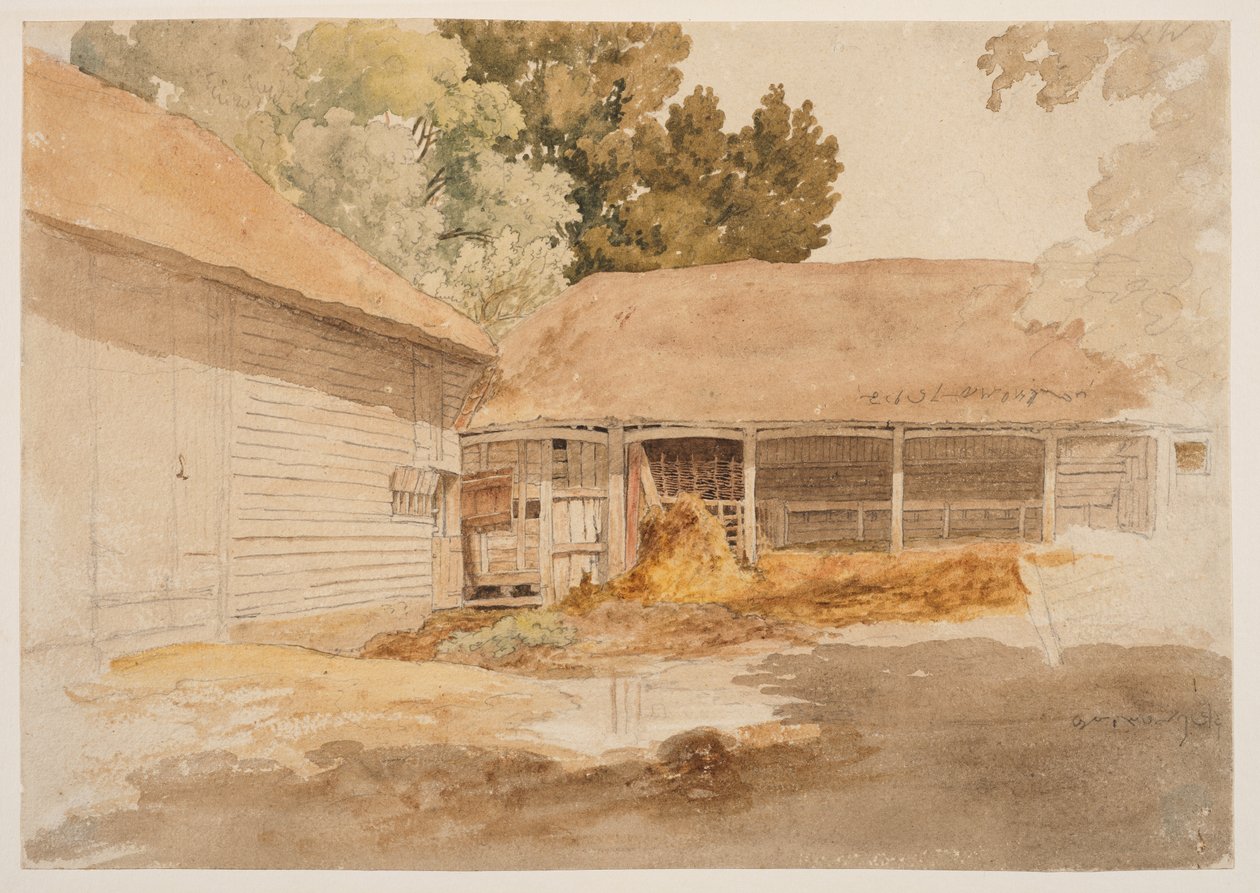 Study of a Barn, c.1820-29 (grafit, akvarel) od Robert Hills