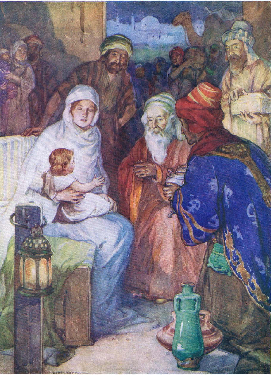 Mudrci z východu, z The Bible Picture Book vydané Thomasem Nelsonem, kolem roku 1950 od Robert Hope