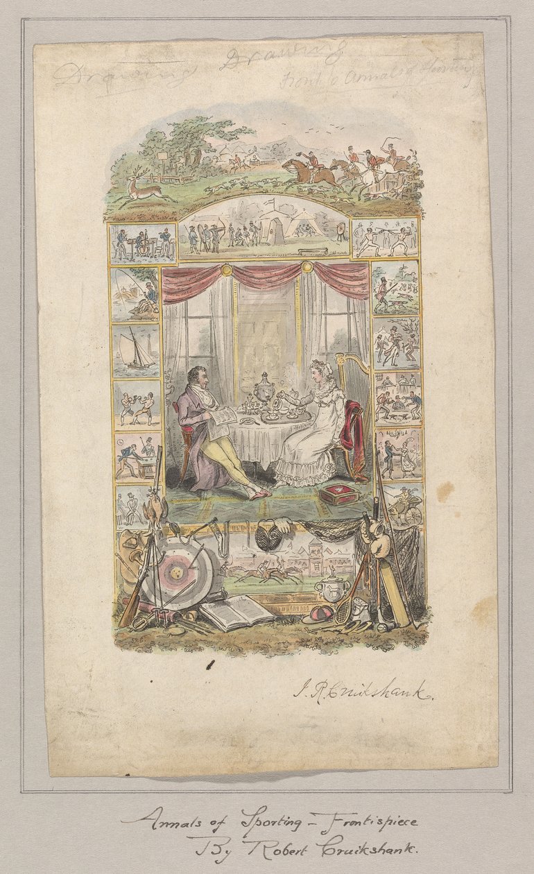 Design pro přední díl časopisu Annals of Sporting and Fancy Gazette, svazek 1 od Robert Isaac Cruikshank