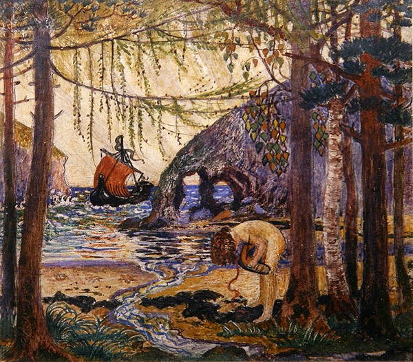 Dream Boat, cca 1915 (olej a tempera na papíře) od Robert James Enraght Moony