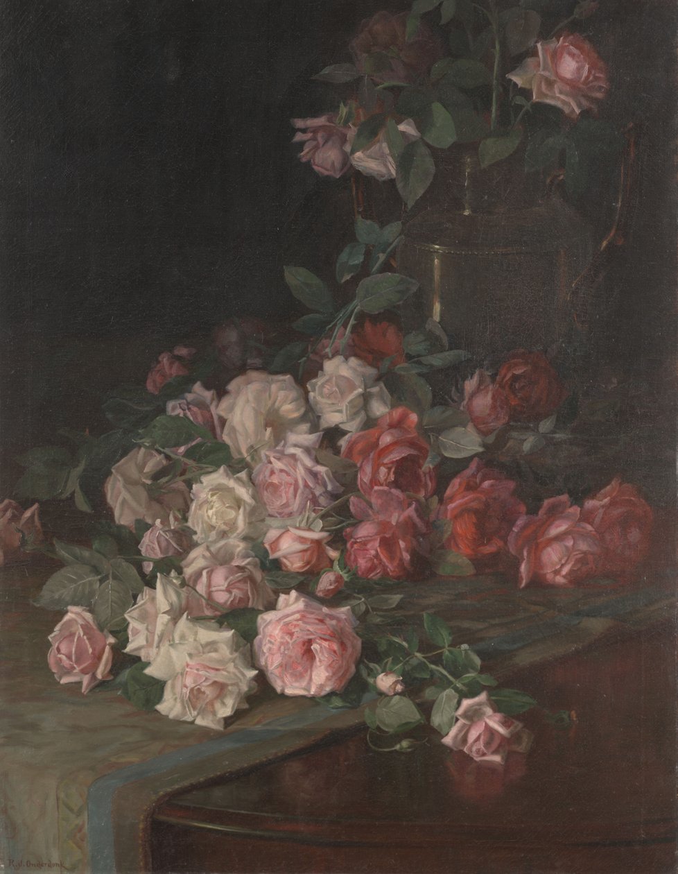 Růže a mahagon, cca 1900 (olej na panelu) od Robert Jenkins Onderdonk