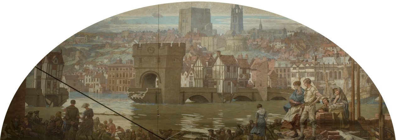 Newcastle upon Tyne od Gatesheadu - Velká povodeň, 1771 (olej na plátně) od Robert John Scott Bertram