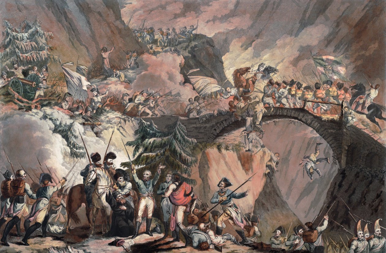 Armáda Alexandra Suvorova (Alexandre Souvorov) Přechod Alp v roce 1799 - Porter, Robert Carr (1777-1842) - 1805 - Aquatint - 63,8x83,4 - Soukromá sbírka od Robert Kerr Porter