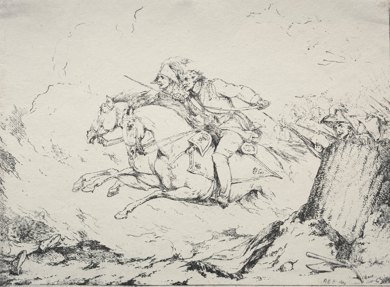 Vzory polyautografie: Cavalry Charge, 1803. od Robert Kerr Porter