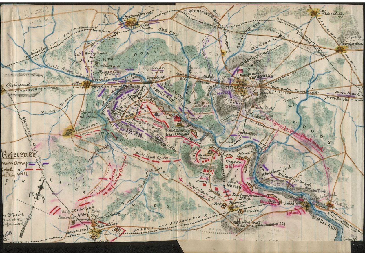(Mapa první bitvy u Bull Run) LOC gvhs01.vhs00060 od Robert Knox Sneden