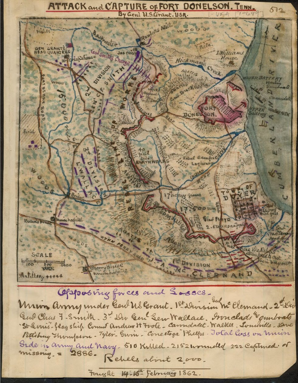 Útok a dobytí pevnosti Fort Donelson v Tenn generálem U.S. Grantem U.S.A. LOC gvhs01.vhs00078 od Robert Knox Sneden