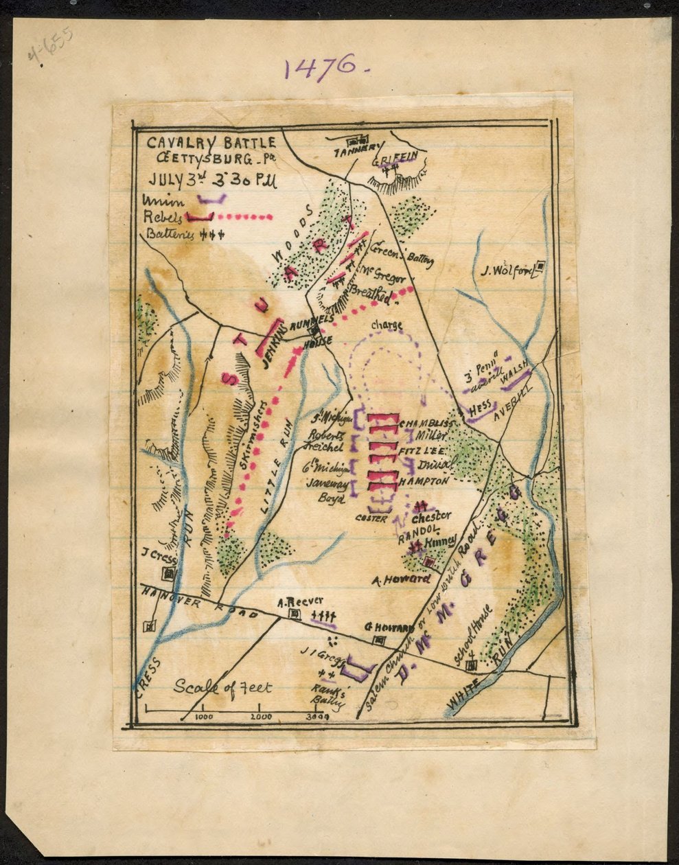 Bitva kavalerie, Gettysburg, Pa. 3. července 15-30 hodin LOC gvhs01.vhs00150 od Robert Knox Sneden