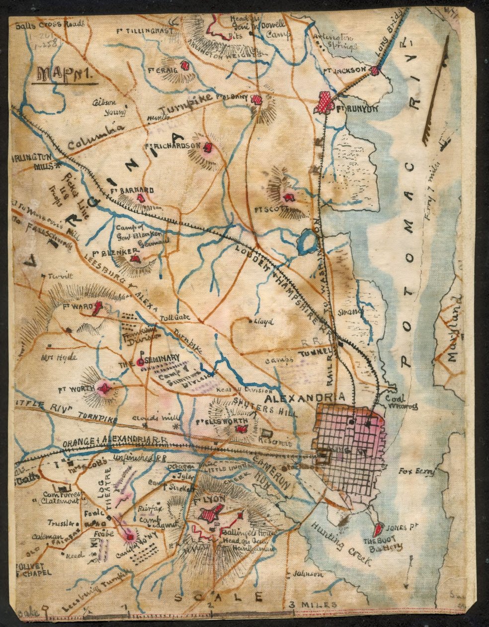 Mapa Alexandria, Virginia LOC gvhs01.vhs00032 od Robert Knox Sneden