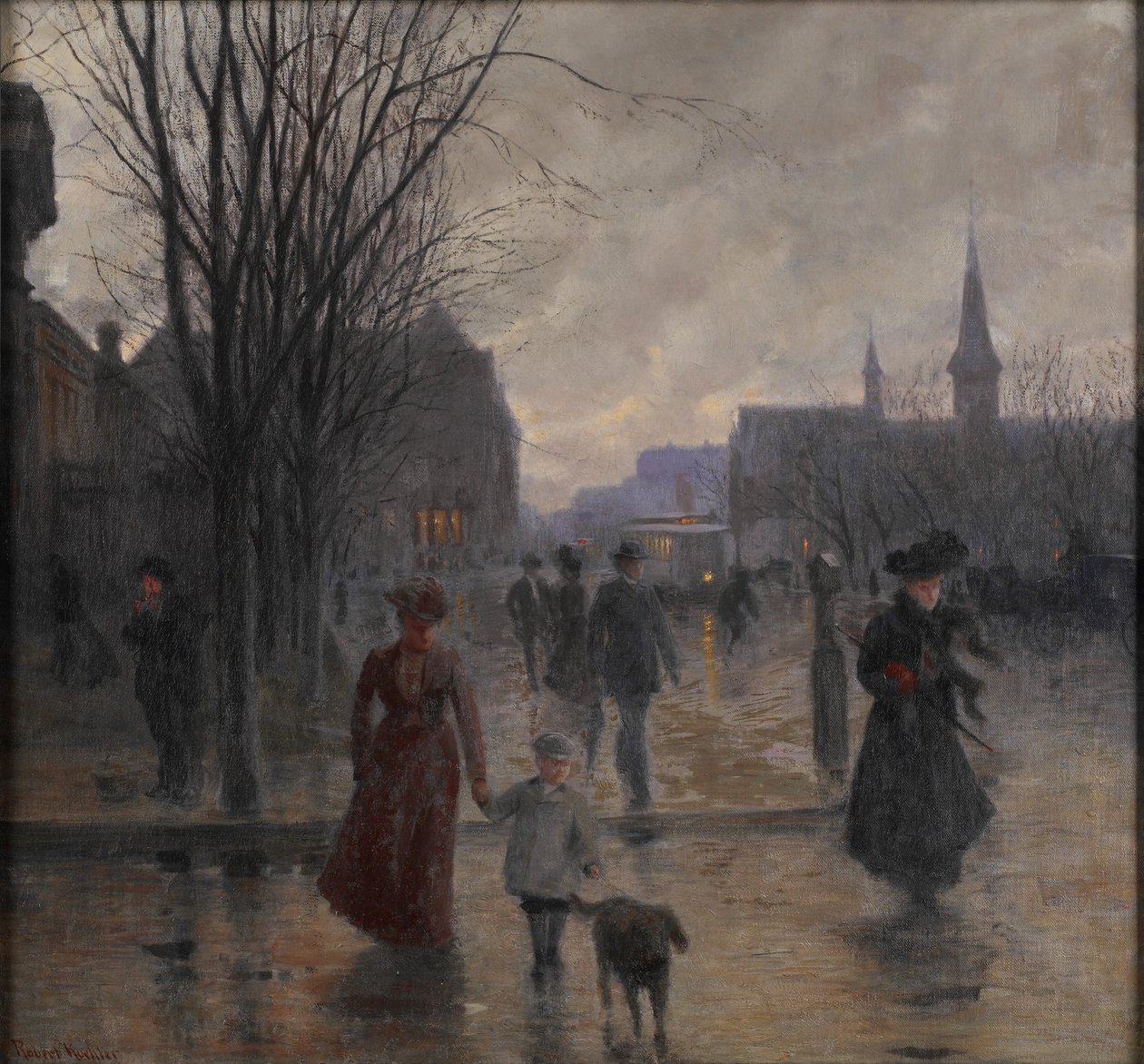 Deštivý večer na Hennepin Avenue, c.1902 od Robert Koehler