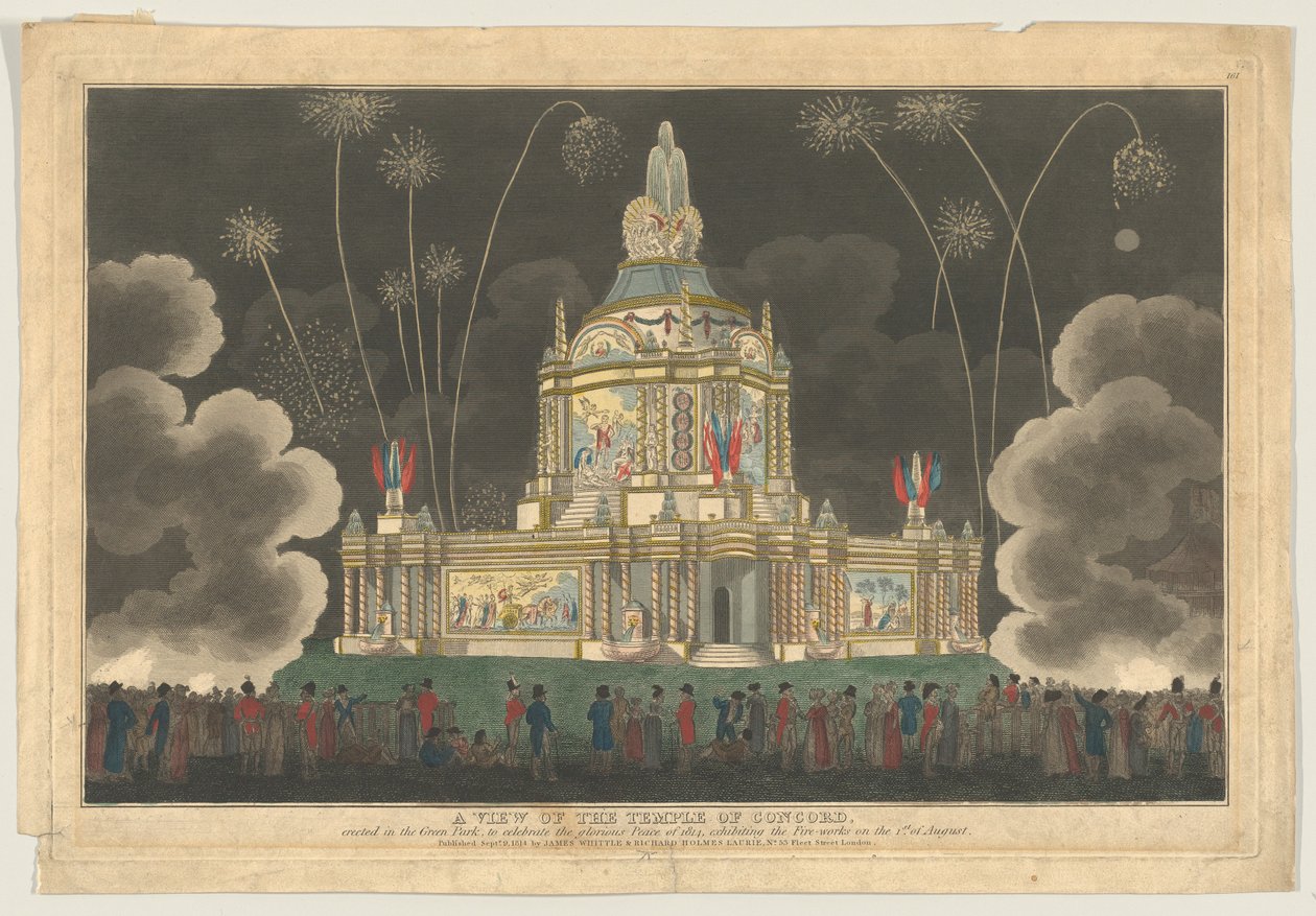 Pohled na Chrám Svornosti postavený v Green Parku na oslavu G..., 9. září 1814. od Robert Laurie