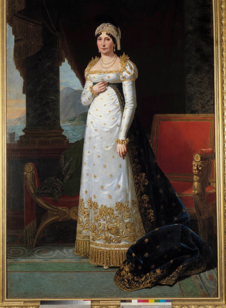 Portrait en pied de Laetitia Bonaparte (Letizia Maria Ramolino) (1750-1836), Madame Mere Painting od Roberta Lefevre (1755-1830) 1813. Rozm. 2,35 x 1,50 m. Versailles, Musee du Chateau - Celovečerní portrét Marie Laetitie Bonaparte (1750-1836) rozené Ramol od Robert Lefevre