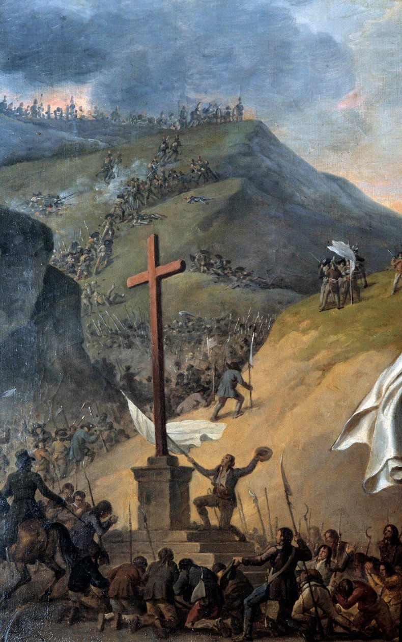 Wars of Vendee (1793-1796): “” Chouani na úpatí Kalvárie před bitvou”” Detail “” Portrét Louise Marie de Sagères, markýze de Lescure (1766-1793)”” Malba Roberta Lefevre (1755 - 1830) od Robert Lefevre