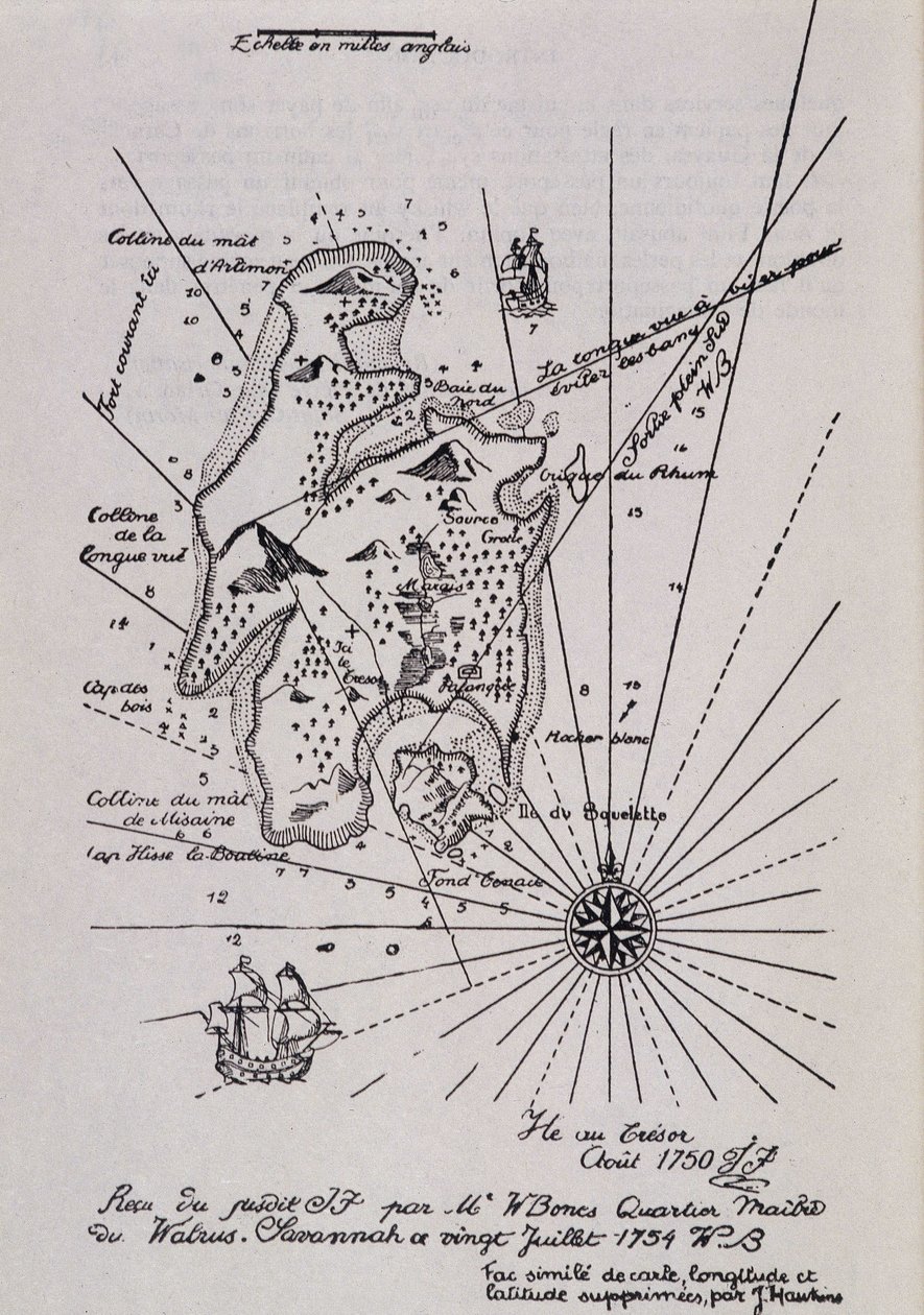 Mapa ostrova v Tresoru (Piráti?) od Robert Louis Stevenson