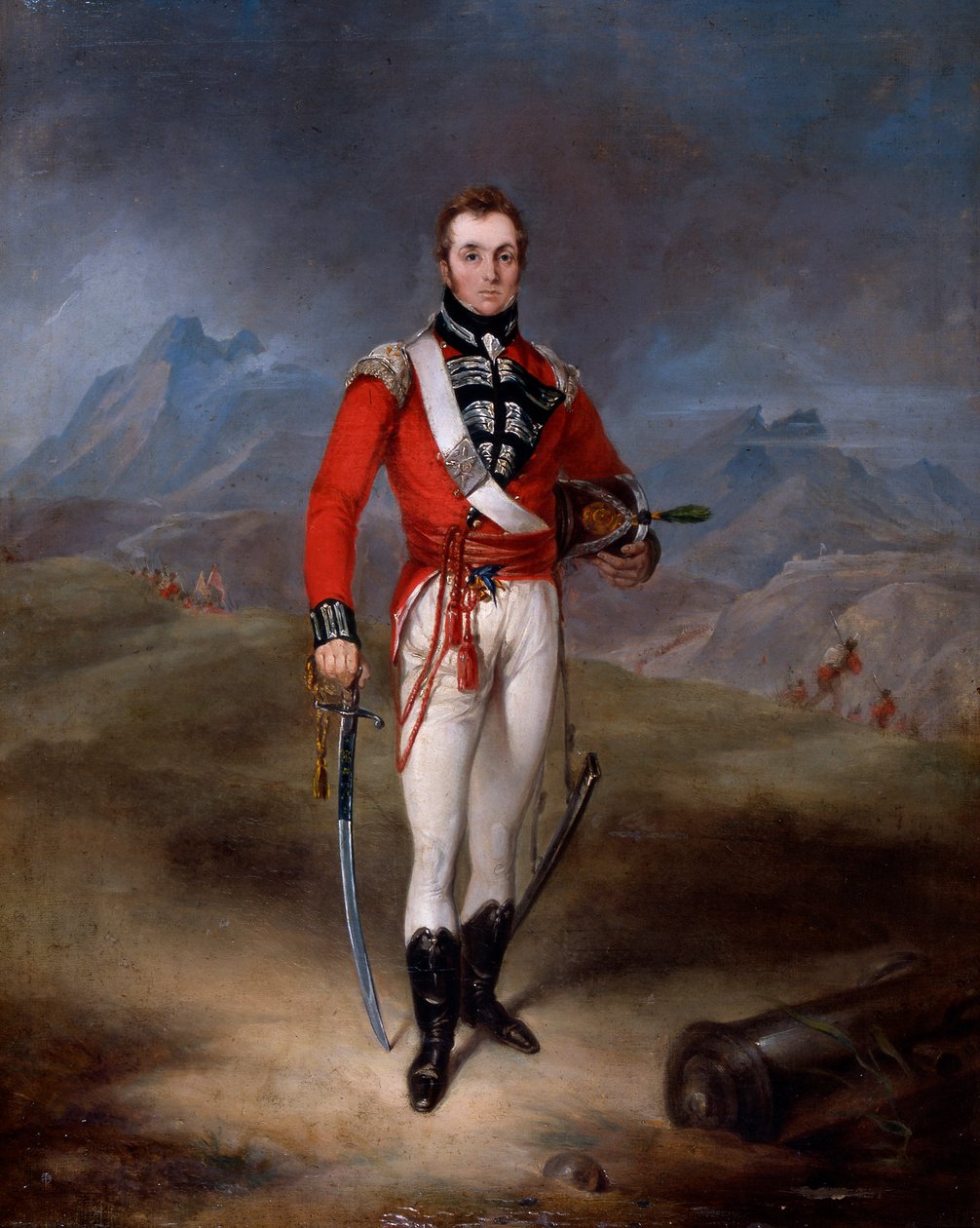 Portrét majora Lamberta Brabazona Urmstona v uniformě 45. pluku od Robert Lucas West