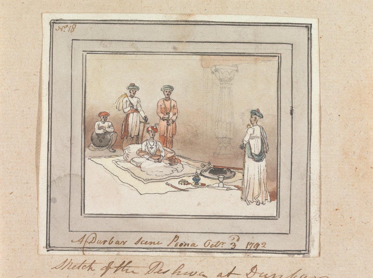 A Durbar Scene, Poona, 3. října 1792 od Robert Mabon