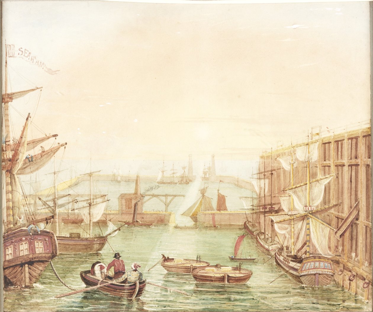 Seaham Harbour (akvarel, tělová barva, tužka a inkoust na papíře) od Robert Mackreth