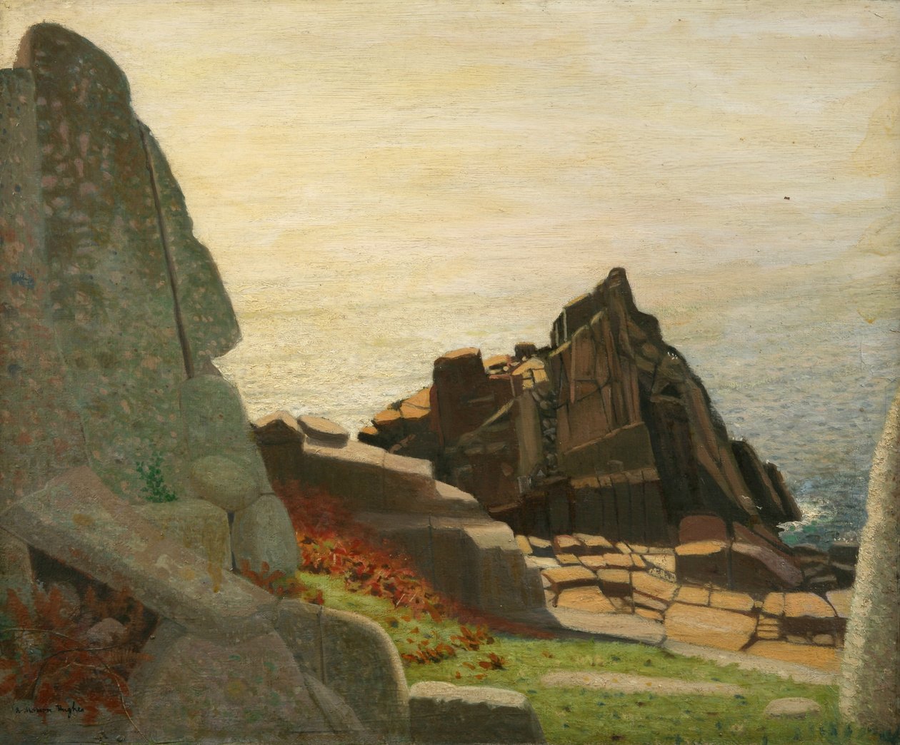 Pod Carn Barges (skály pod Lamornou) (olej na plátně) od Robert Morson Hughes