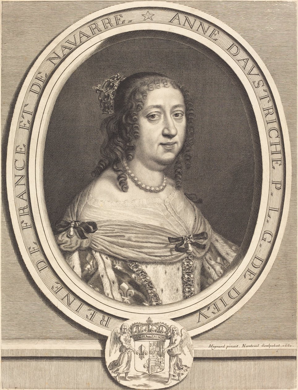 Anny Rakouské, královny Francie a Navarry od Robert Nanteuil after Pierre Mignard I