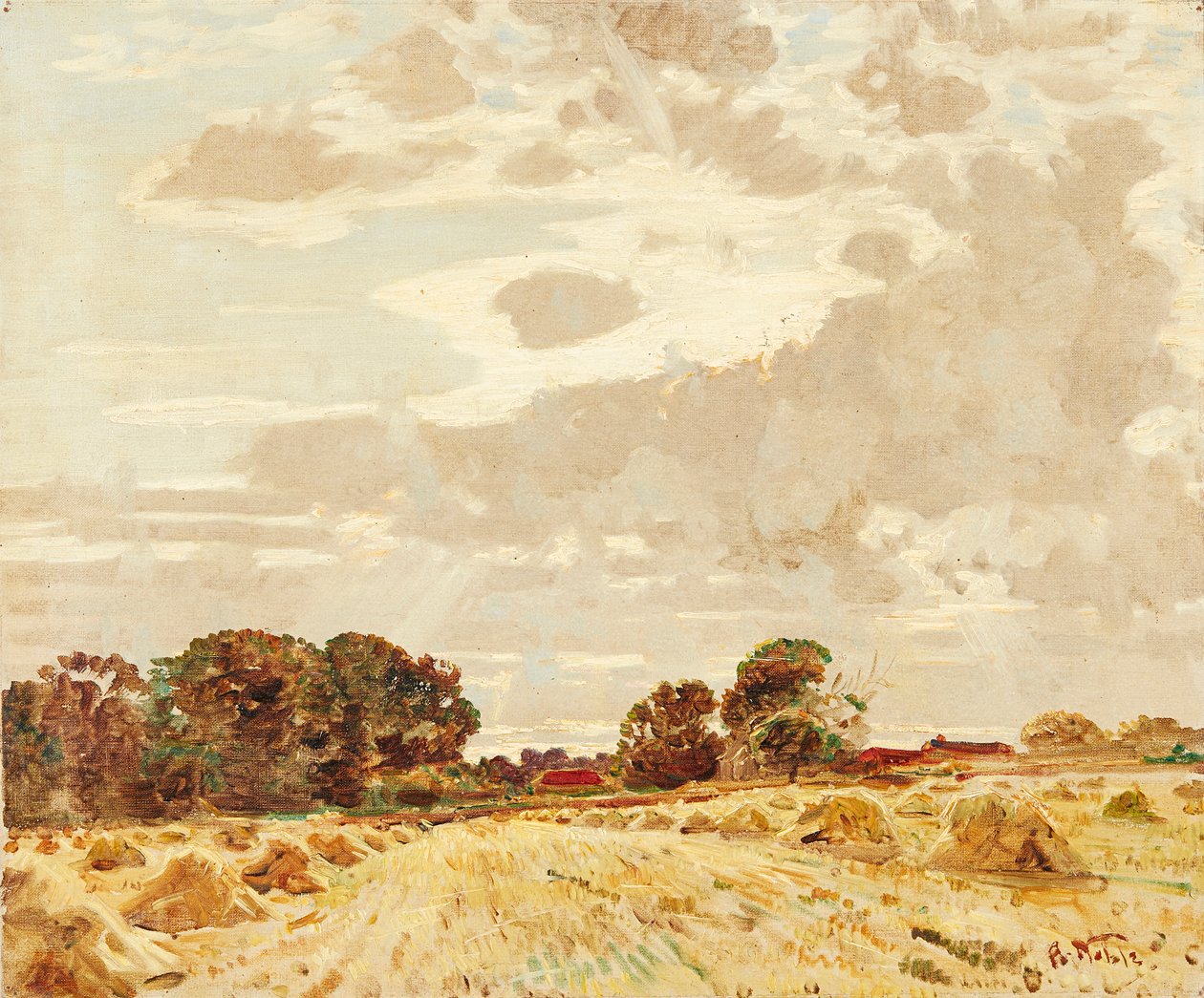 Harvest At the Knowes, East Linton (olej na plátně) od Robert Noble