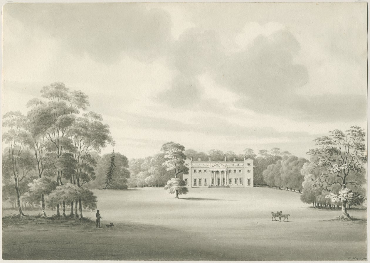 Chillington Hall: sépiová kresba od Robert Noyes
