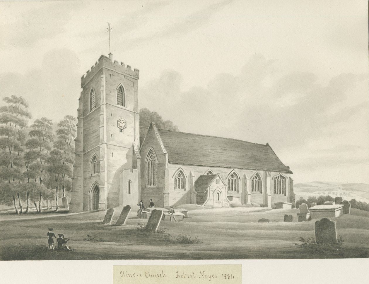 Kinver Church: sépiová kresba od Robert Noyes
