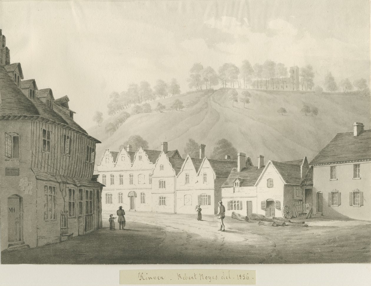Kinver Town: sépiová kresba, 1836 od Robert Noyes