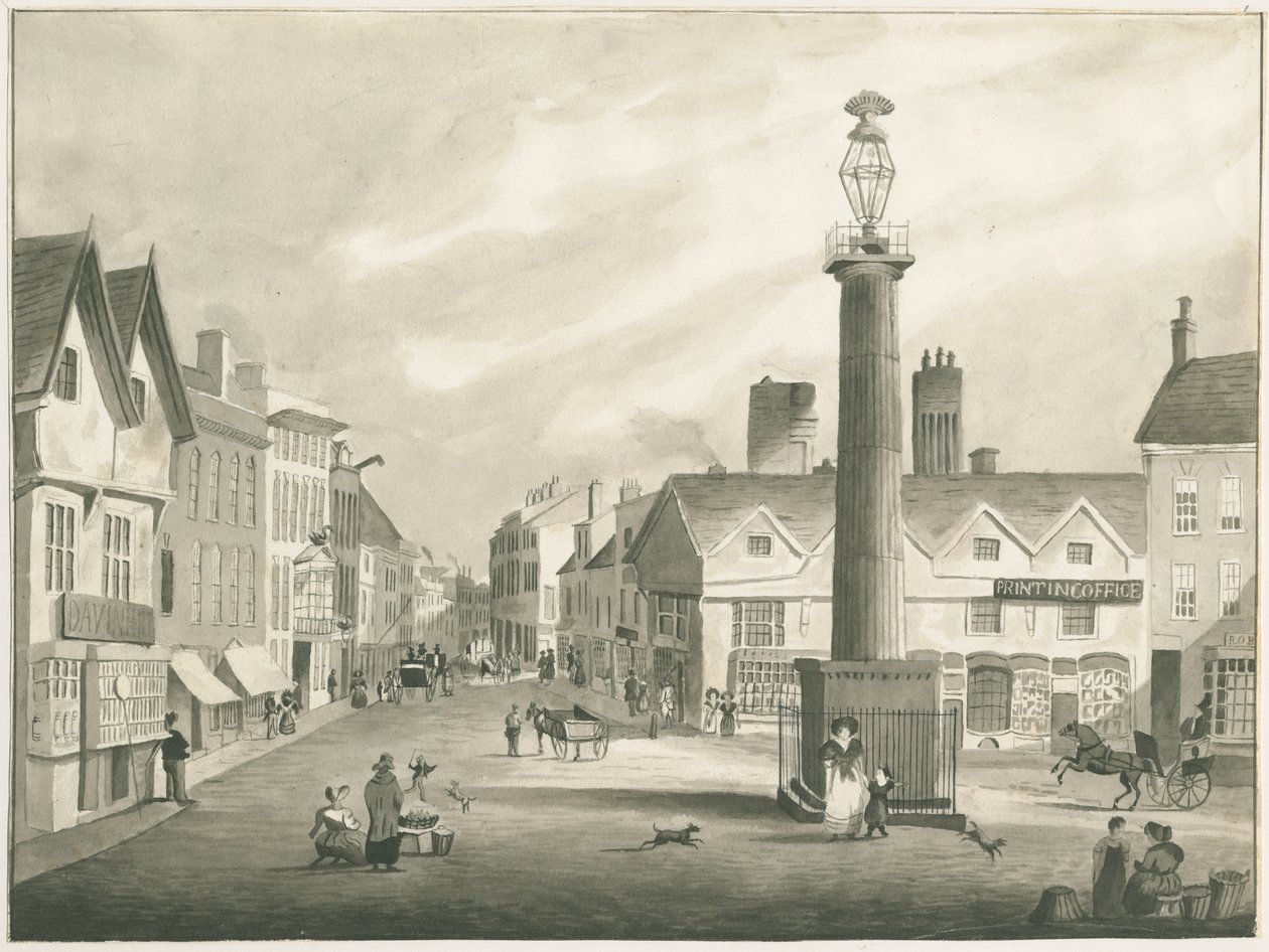 Wolverhampton - Market Place a [polovina 19. století] (kresba) od Robert Noyes