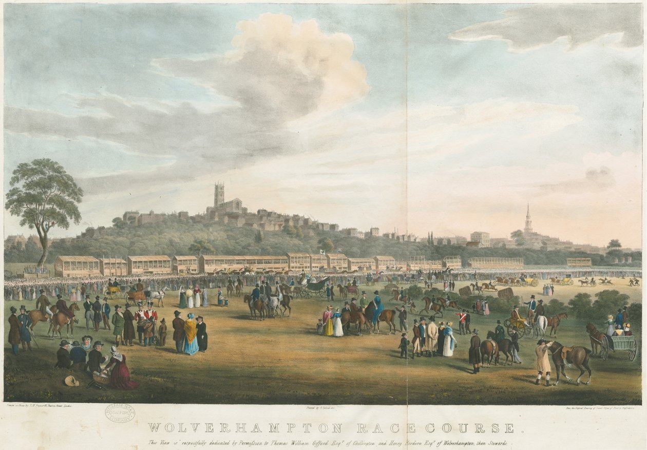 Wolverhampton - Dostihová dráha: barevná litografie a [c 1826] (tisk) od Robert Noyes