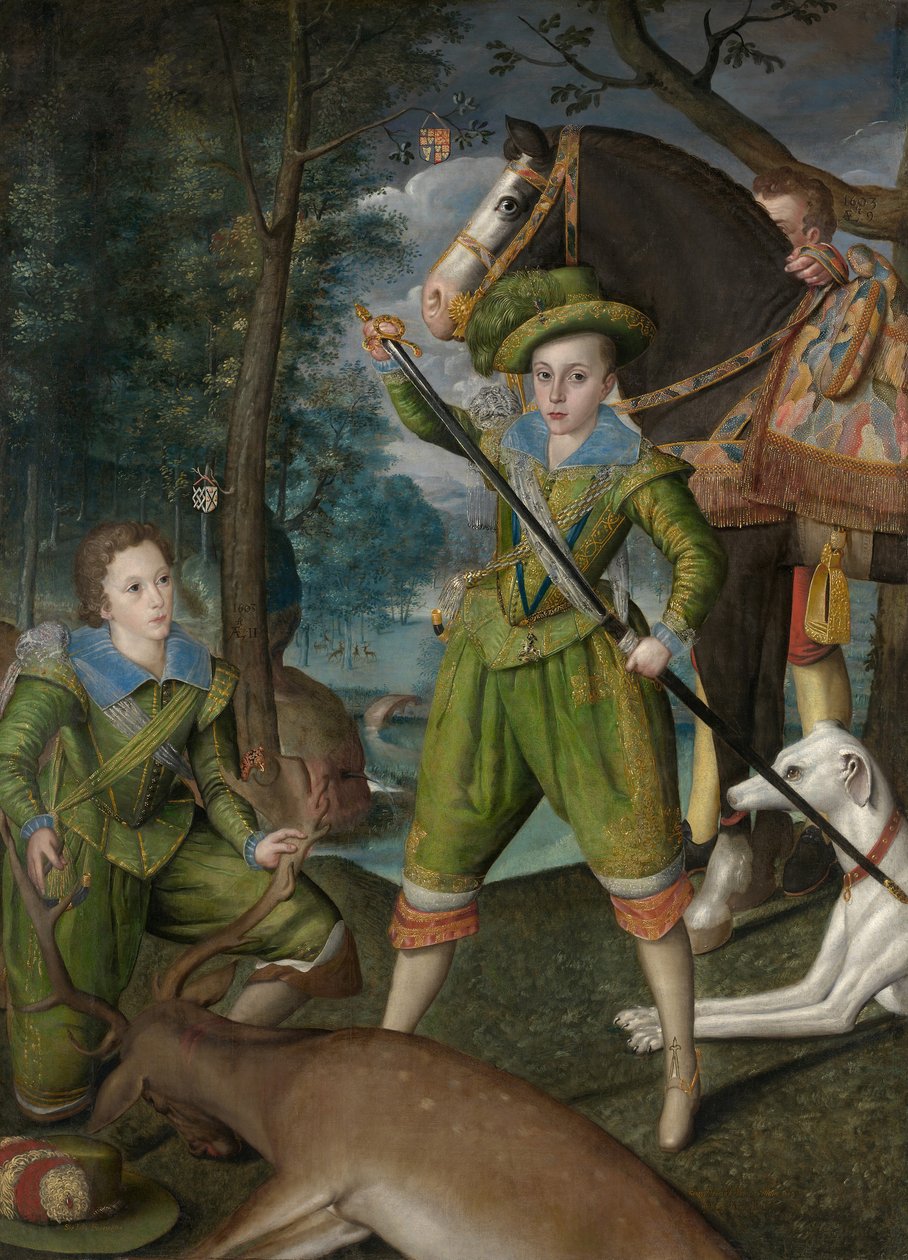 Henry Frederick 1594-1612, princ z Walesu, se sirem Johnem Haringtonem 1592-1614..., 1603. od Robert Peake I