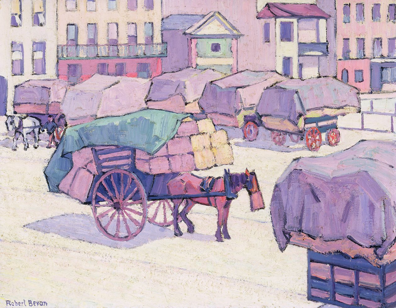 Hay Carts, Cumberland Market (olej na plátně) od Robert Polhill Bevan