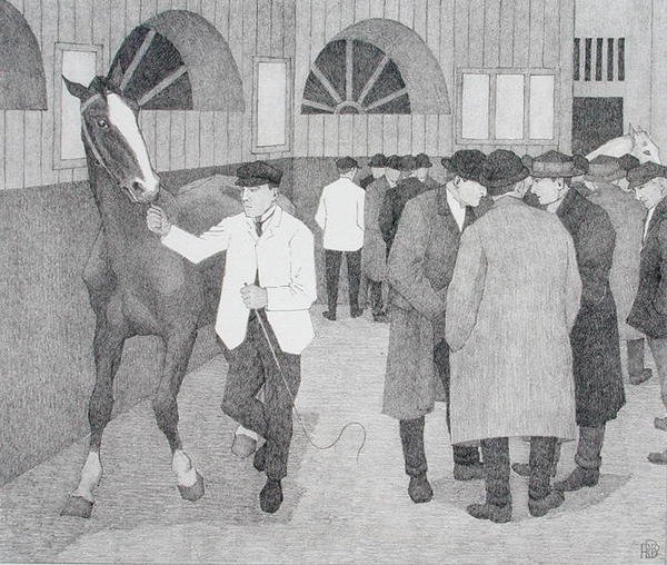 Obchodníci s koňmi v Barbakanu (Barbican č. 2) 1921 (litho) od Robert Polhill Bevan
